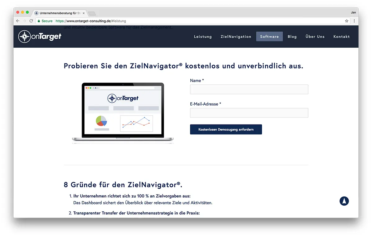 KreativBomber Webdesign Freiburg Projekt onTarget-Consulting - Software