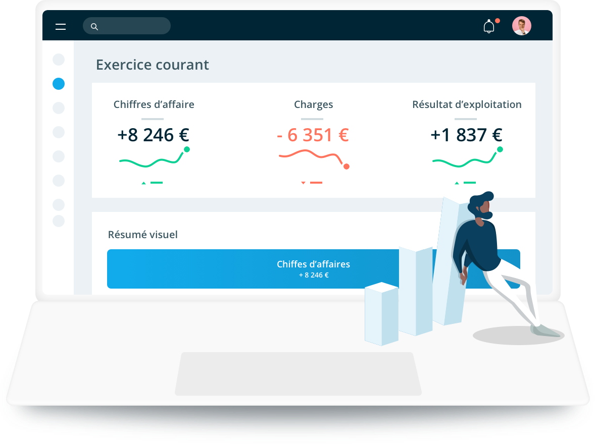 Tableau de bord comptable en temps réel, toujours disponible