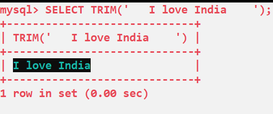 Trim Function in SQL example 1