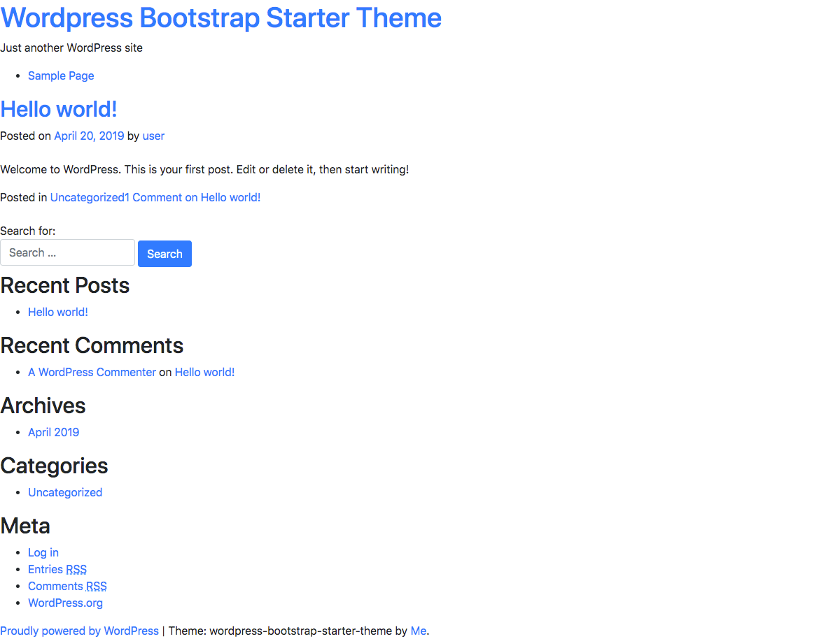 screenshot of Bootstrap theme for WordPress