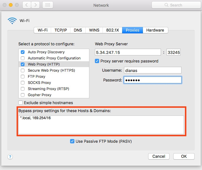 how to configure safari browser for proxy servers