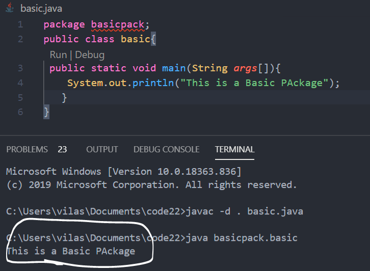 Java Packages Output