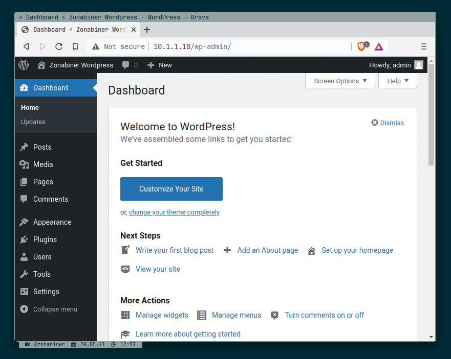 Wordpress Dashboard Admin