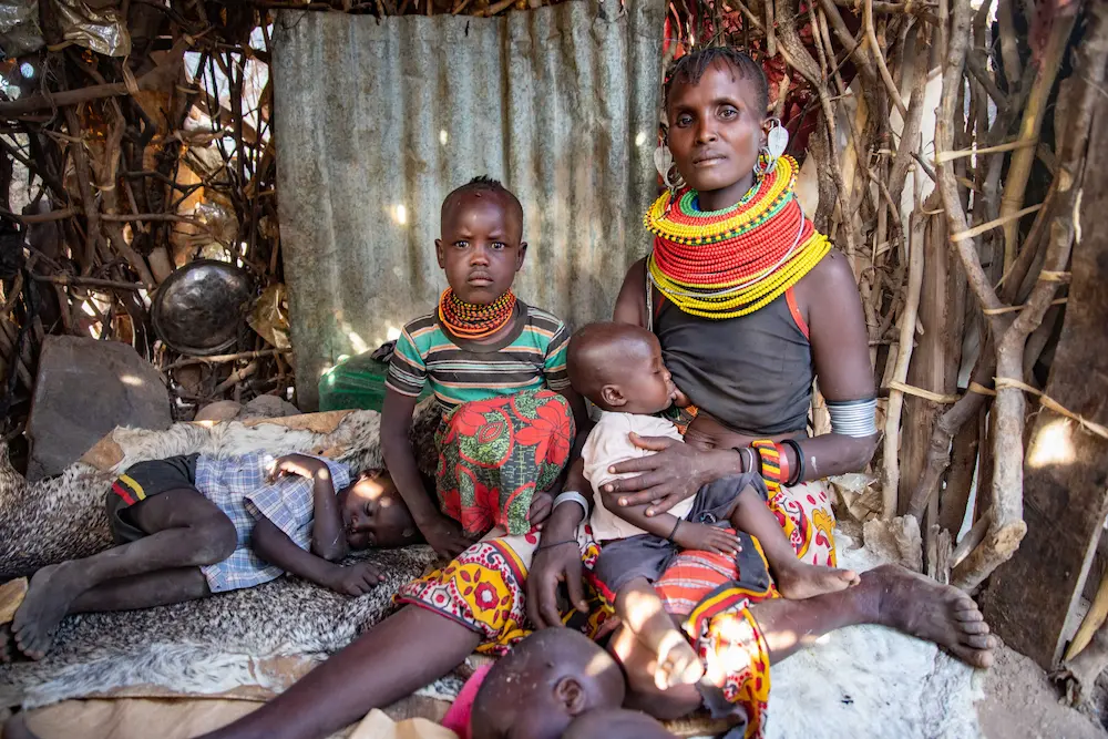Lokaale Ekiru with her children. After COVID-19 hit Kenya, Lokaale's business fell apart: