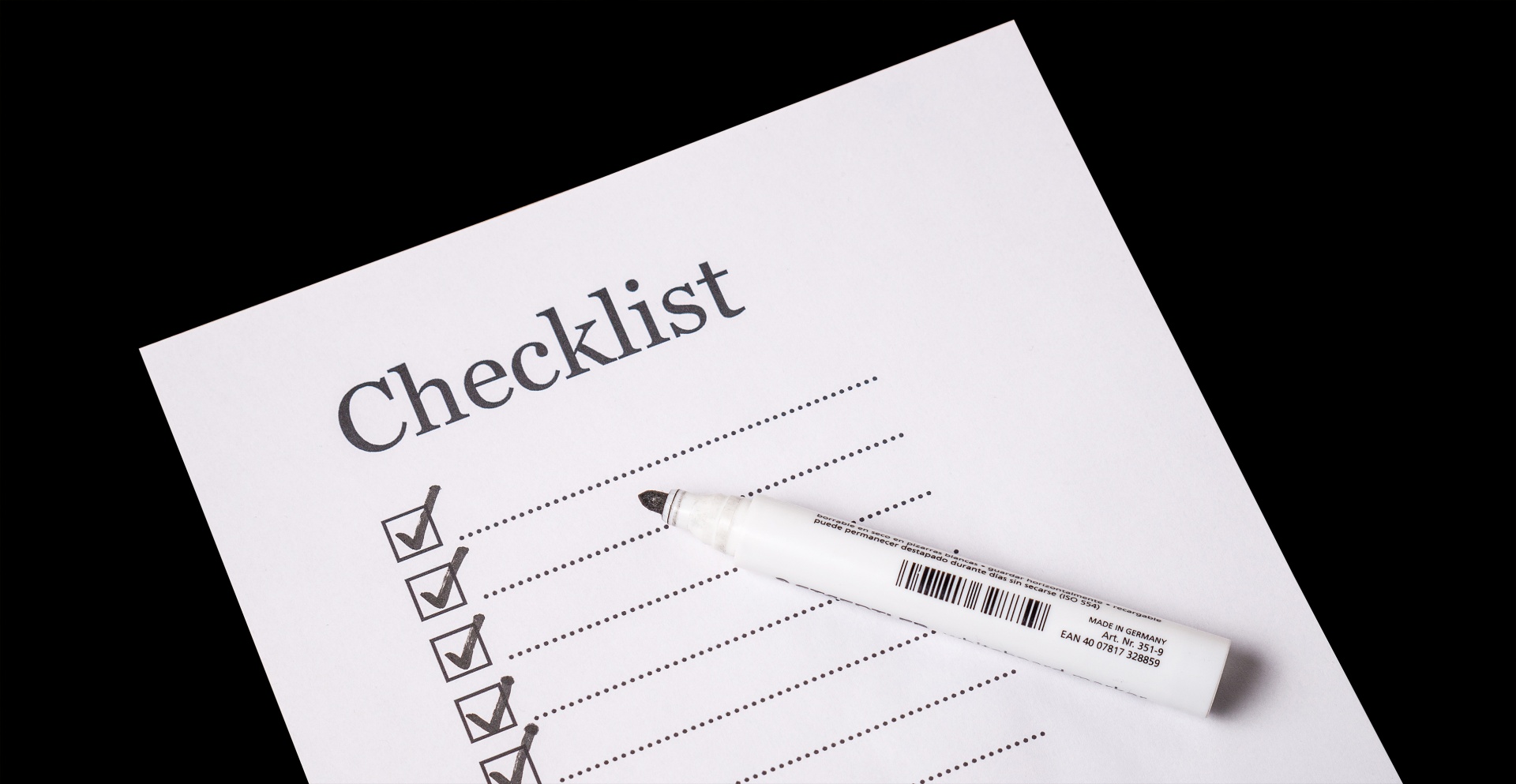 Checklist with pen