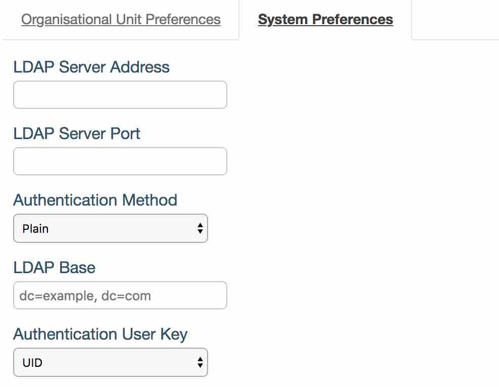 LDAP config settings