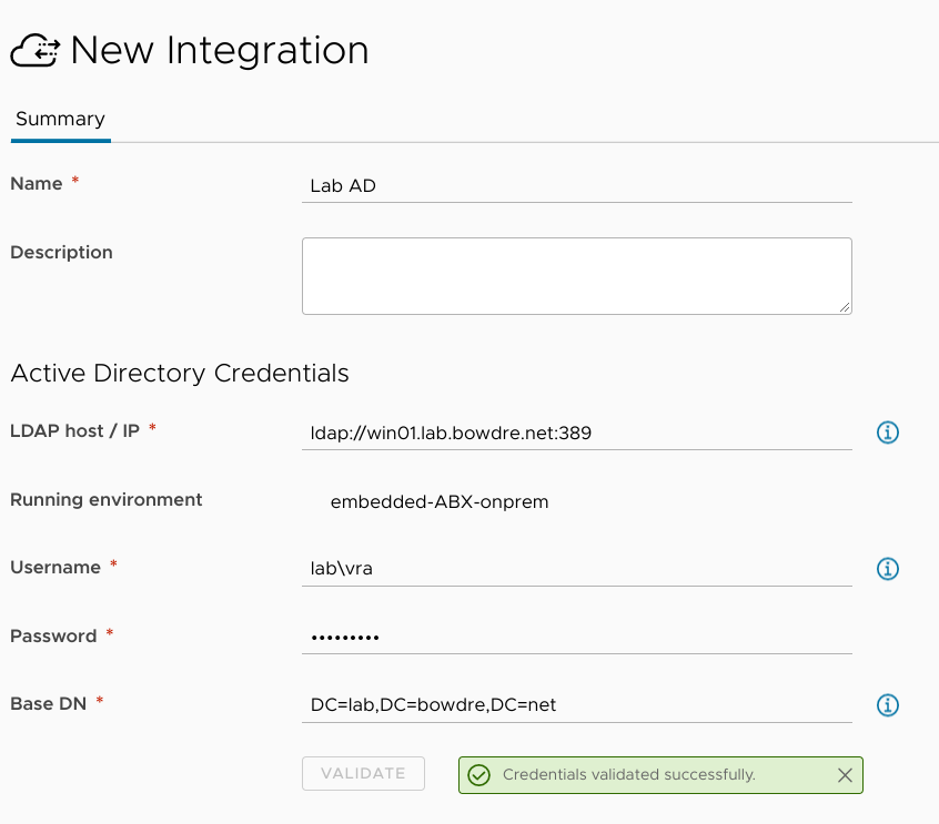 Creating the new AD integration