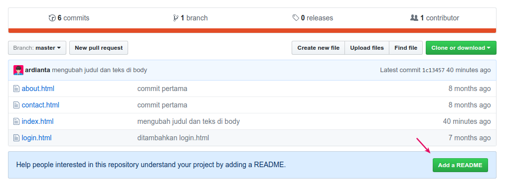 Menambahkan file README