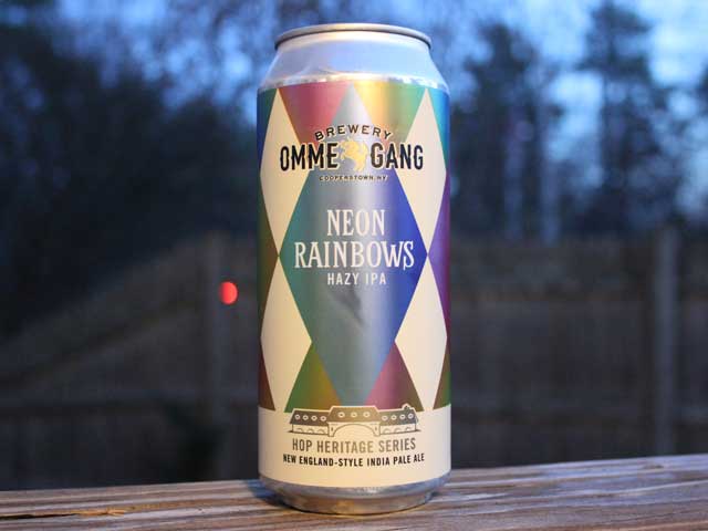 Neon Rainbows, a New England IPA brewed by Brewery Ommegang