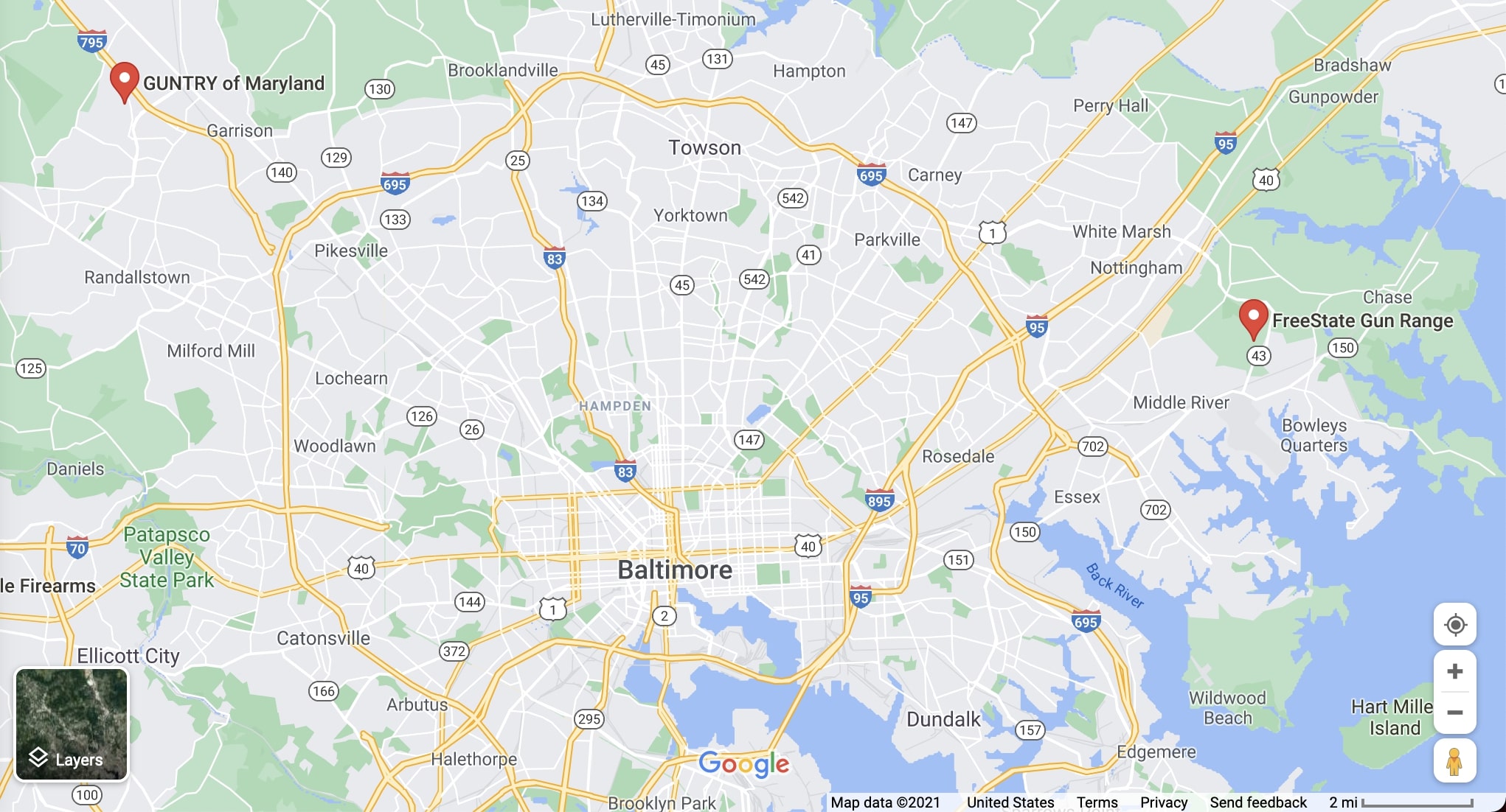 Baltimore, MD附近的靶場