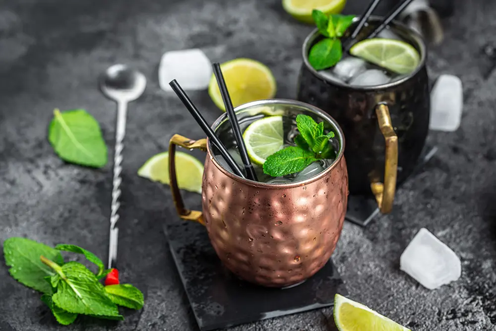 Et glass med Moscow Mule