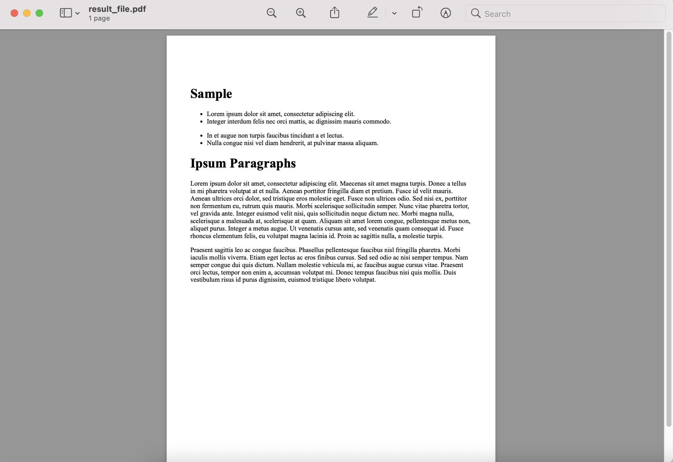 screenshot of PDF generated using Puppeteer