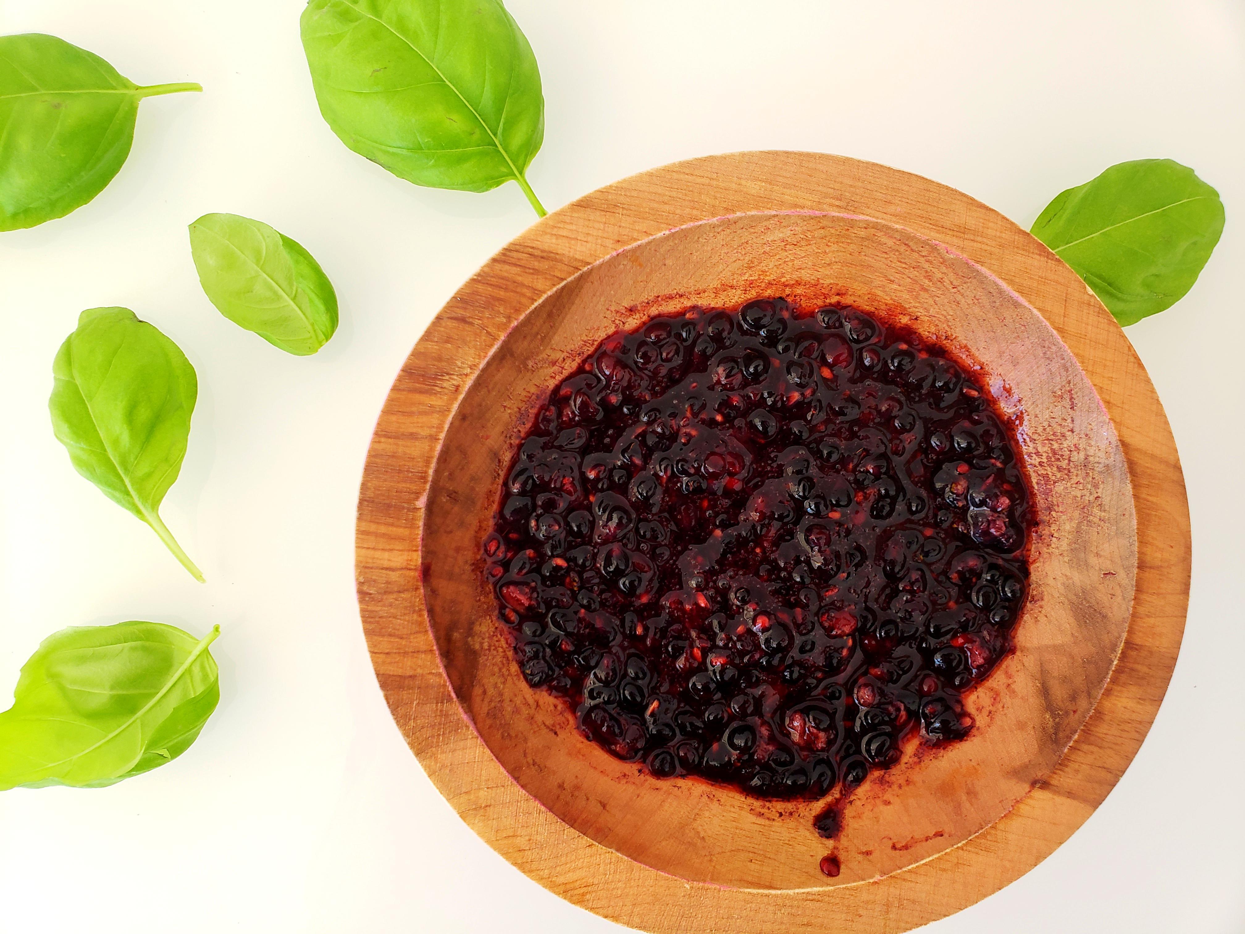 Smashed Blackberries in Bowl