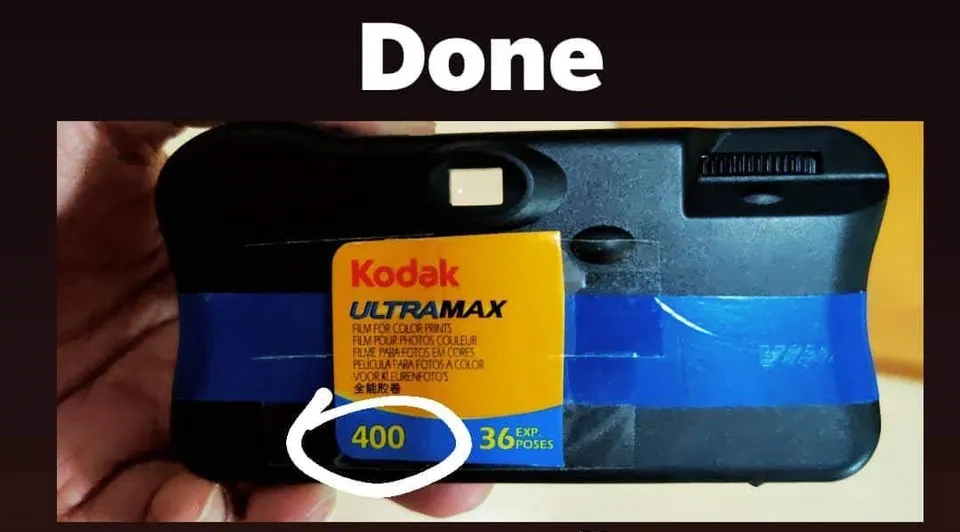Me holding a reloaded Kodak FunSaver