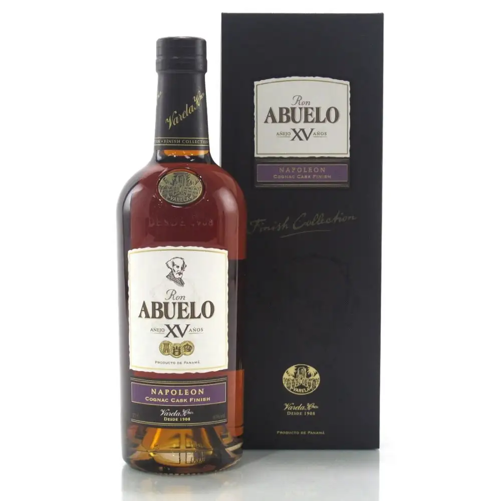 Image of the front of the bottle of the rum Abuelo XV Napoleon
