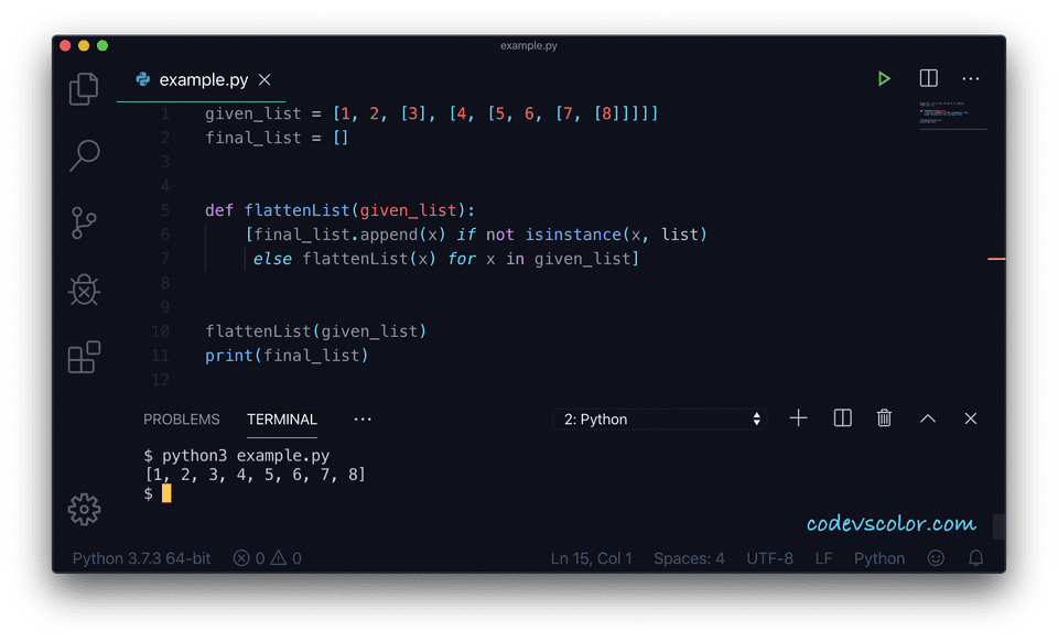 python-flatten-a-nested-list-or-list-of-lists-codevscolor
