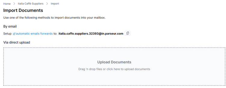 Upload PDF directly to the Parseur app