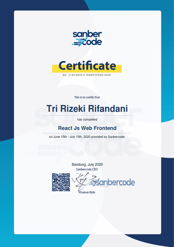 Sanbercode Certification