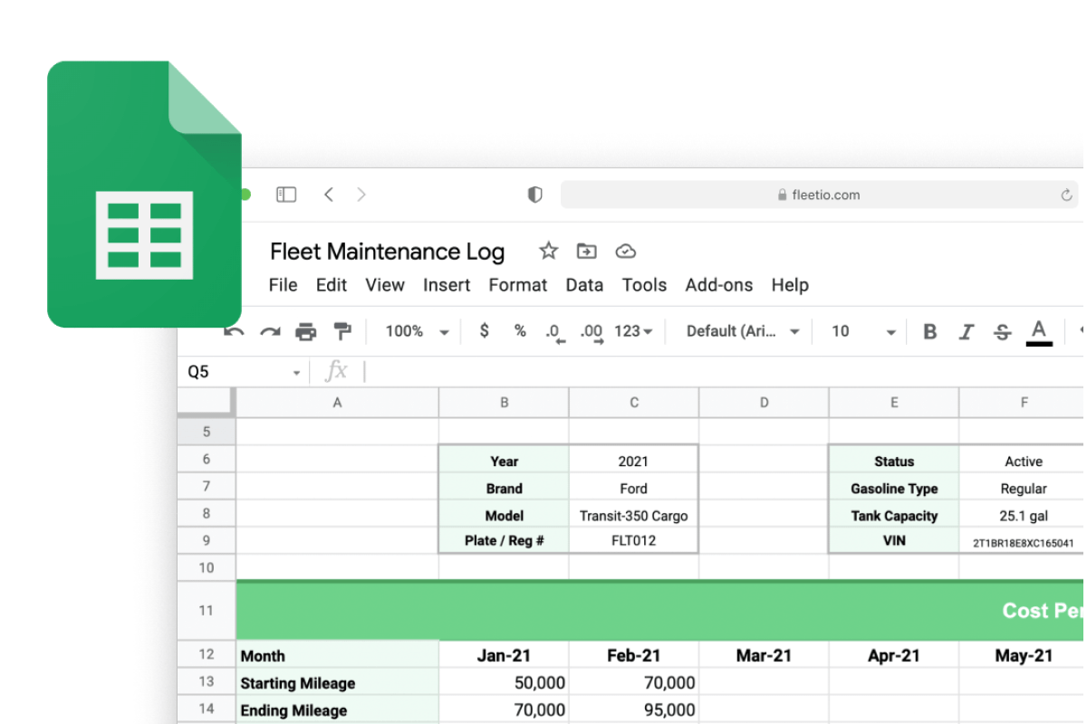 Fleet maintenance spreadsheet