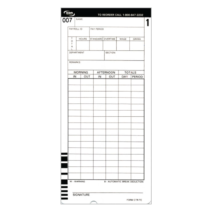 CT-900 Time Cards - Pack of 200