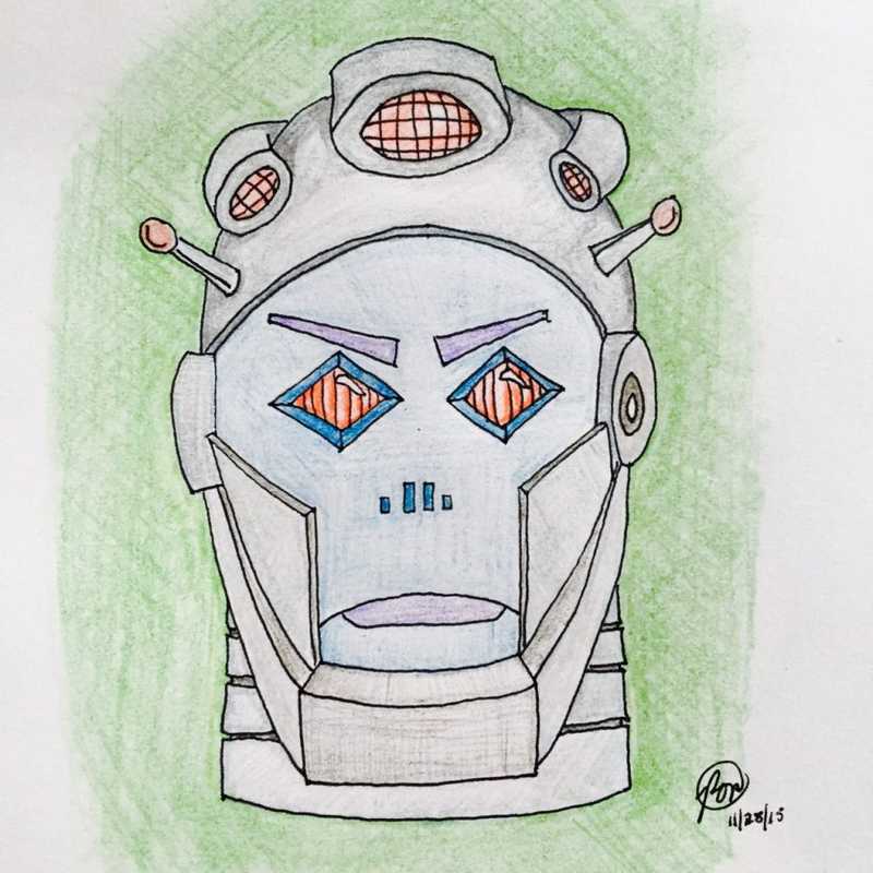 Robot cyborg head warmup sketch