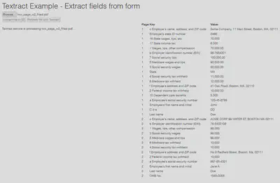 Output of Textract