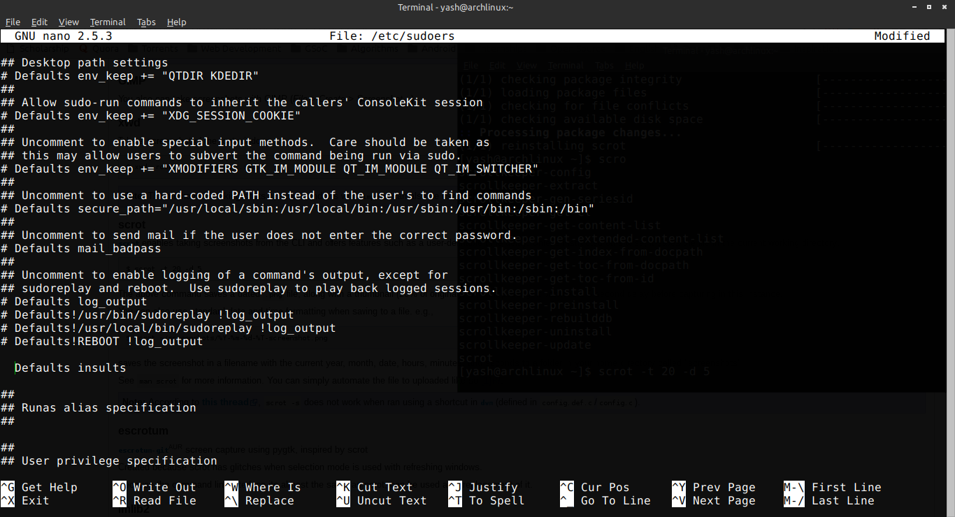 Sample sudoers file
