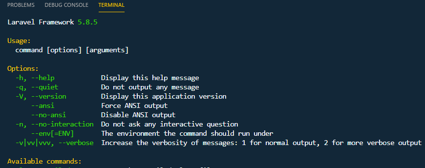 Laravel Artisan commands