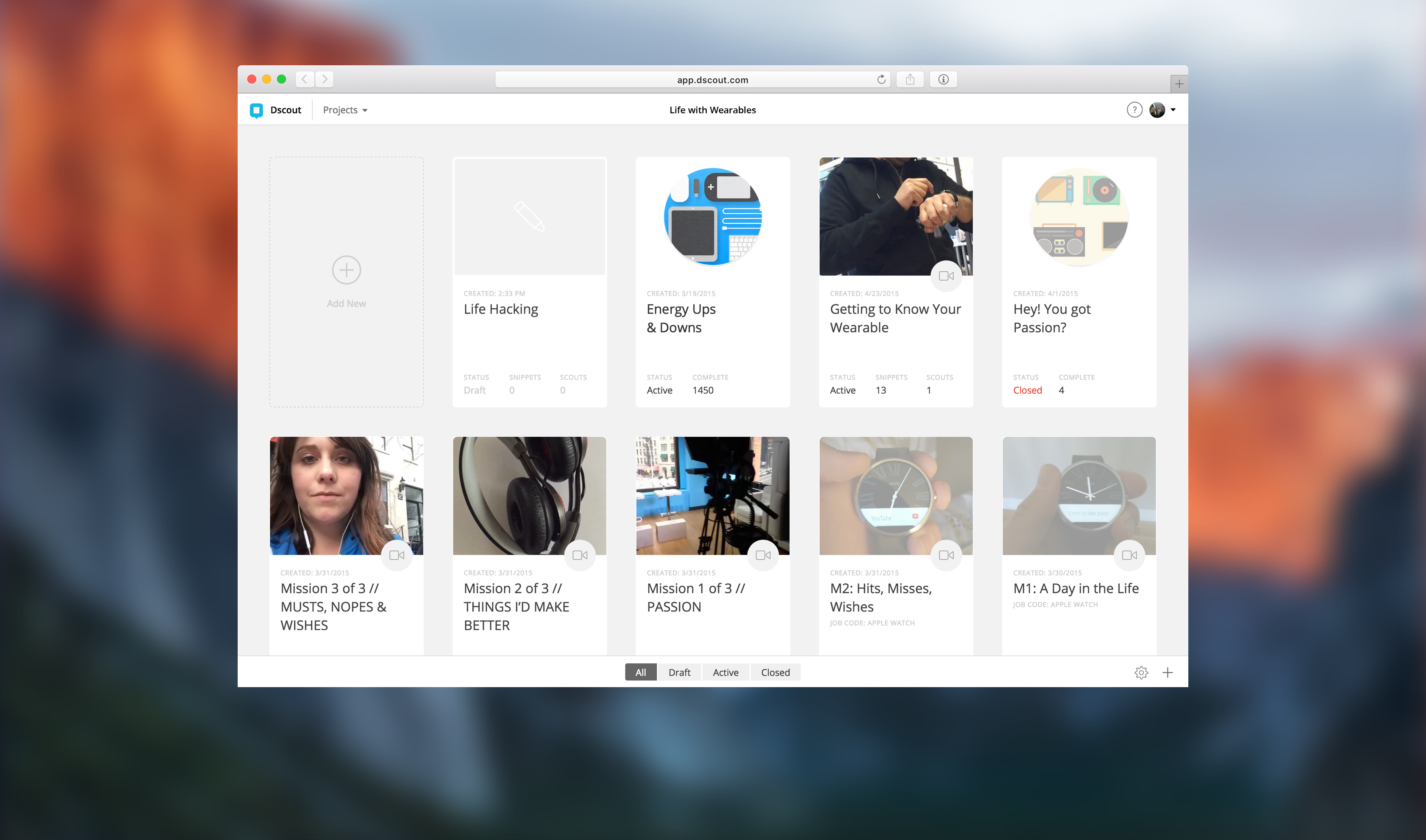 dscout - Researcher Web App - Project Home