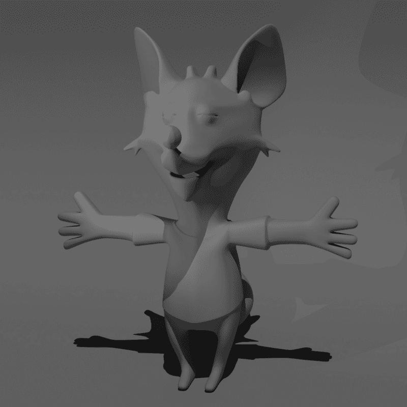 Anthropomorphic fox character work in progress made in Maya