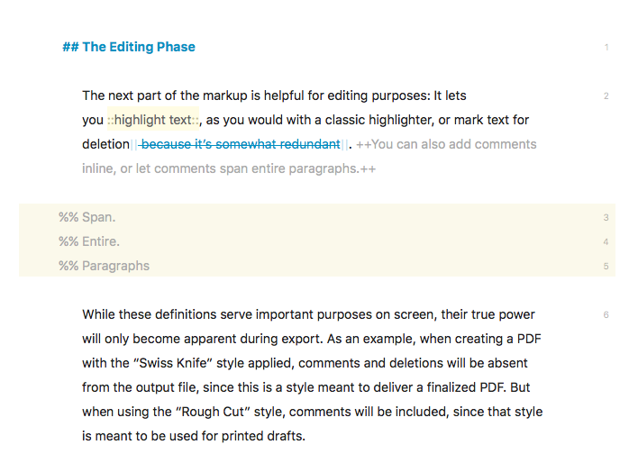 Editing syntax in Ulysses