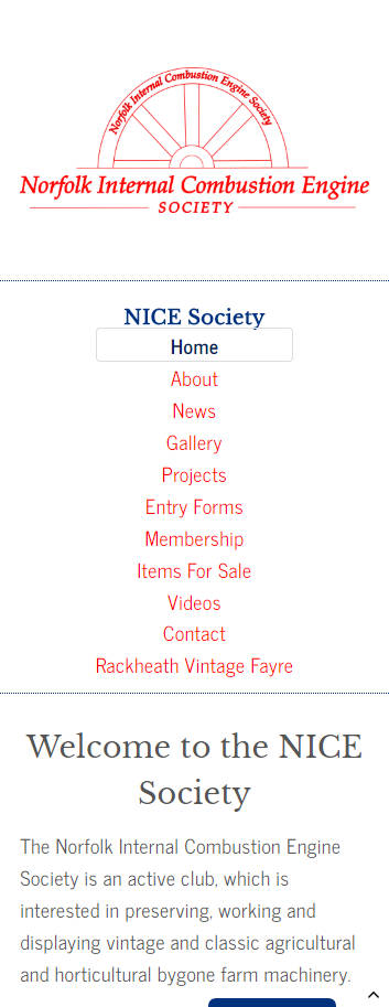 Nice Society website frontpage on a mobile