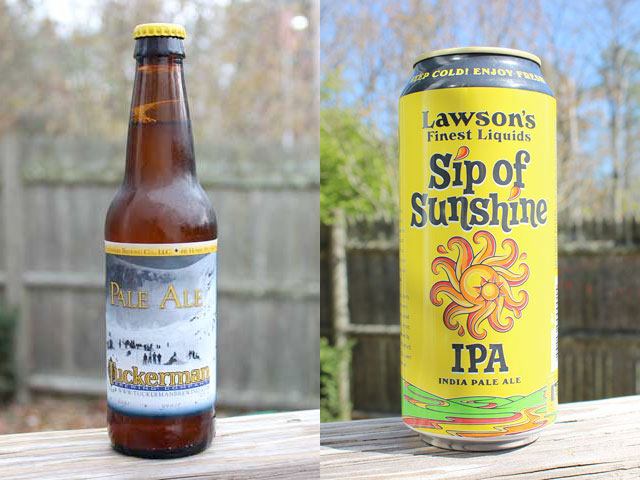 A Tuckerman Brewing Pale Ale and Lawson's Finest Liquids Sip of Sunshine