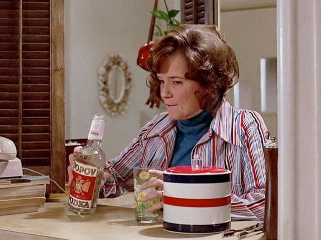 Lorraine McFly, Marty's mother, is drinking straight Popov Vodka