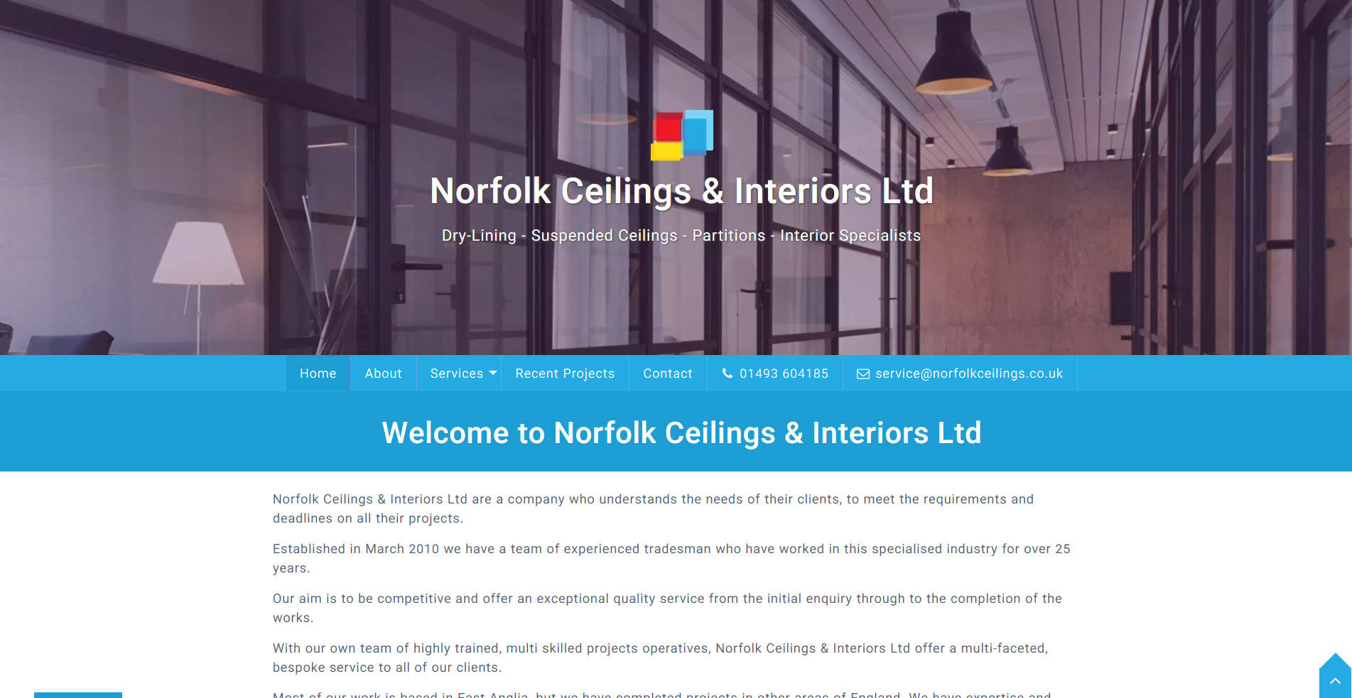 Norfolk Ceilings & Interiors Ltd website frontpage