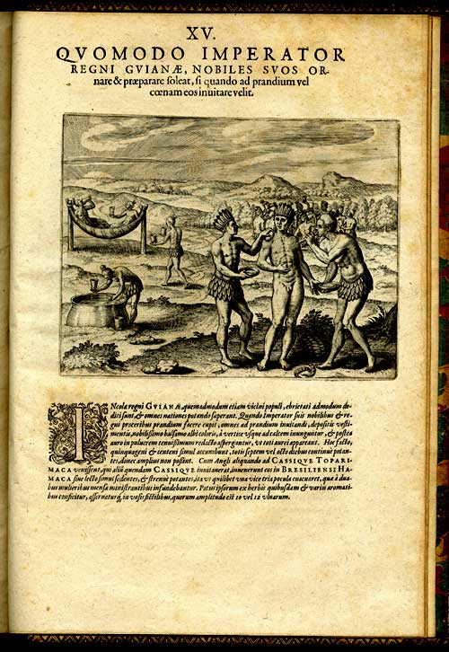 The legendary kingdom of El Dorado, in a sixteenth-century illustration printed in Germany.