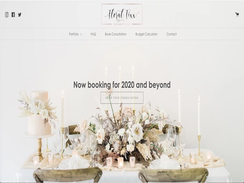 Home Page of Floral Fixx Weddings Website