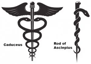 Rod of Aesculapius vs Caduceus
