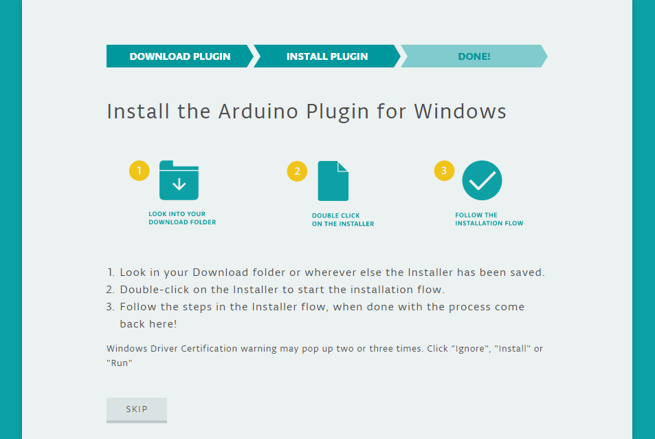 Tela Instruções para instalação do plugin