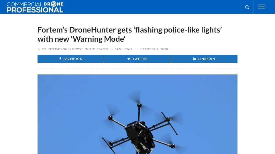 Fortem’s DroneHunter gets ‘flashing police-like lights’ with new ‘Warning Mode’