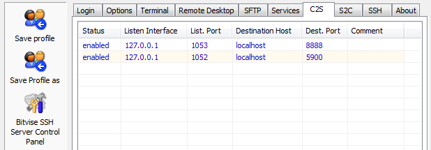 Tunnelier Client to Server