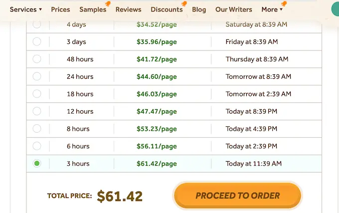 essayroo.com pricing system