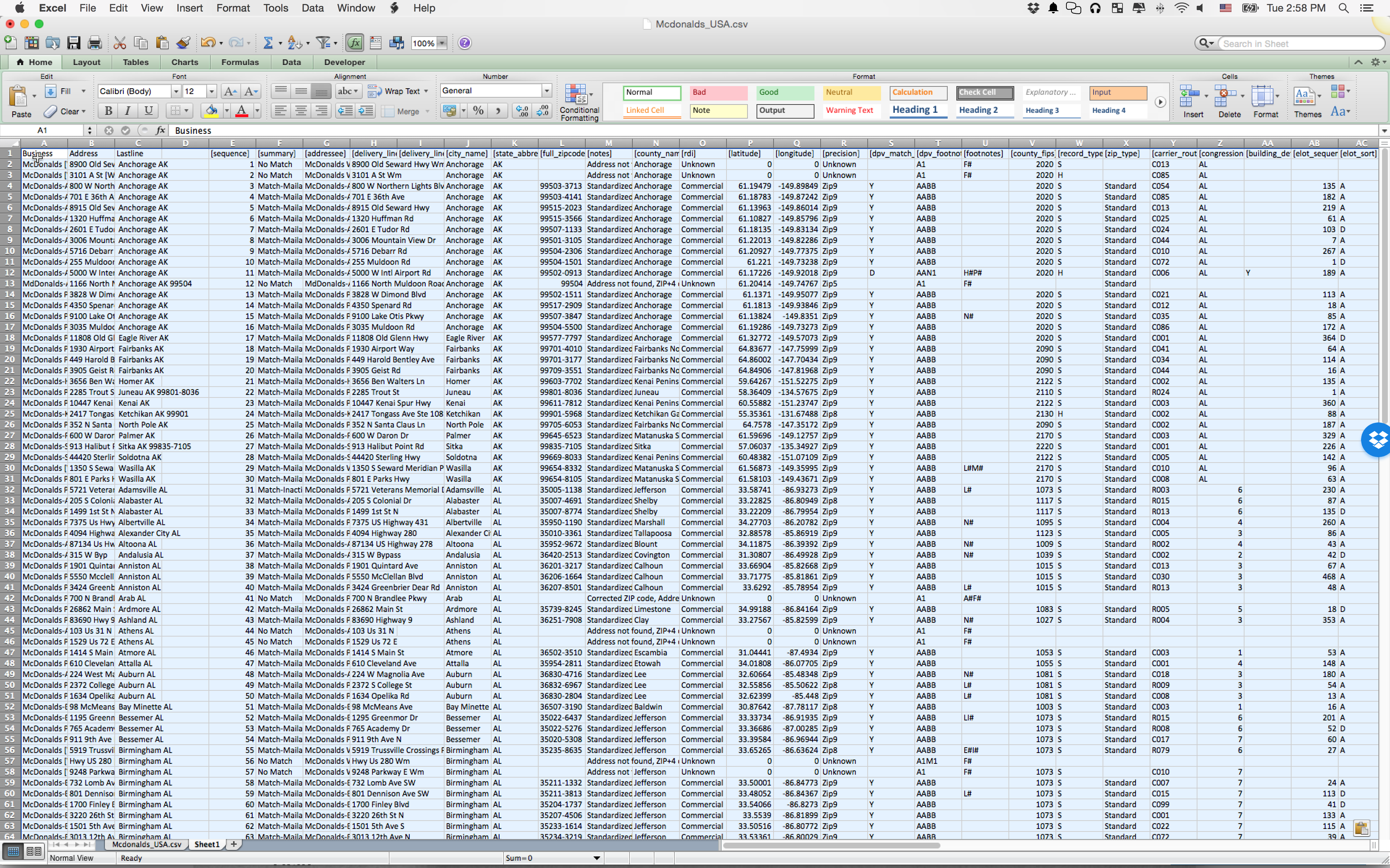 image of pasting the finished address list