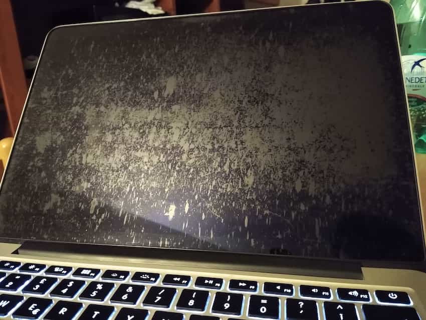 The anti-reflective coating issue on my MacBook Pro.