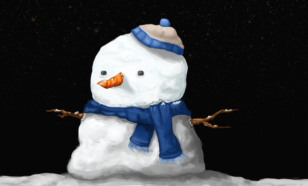 digital painting of snowman