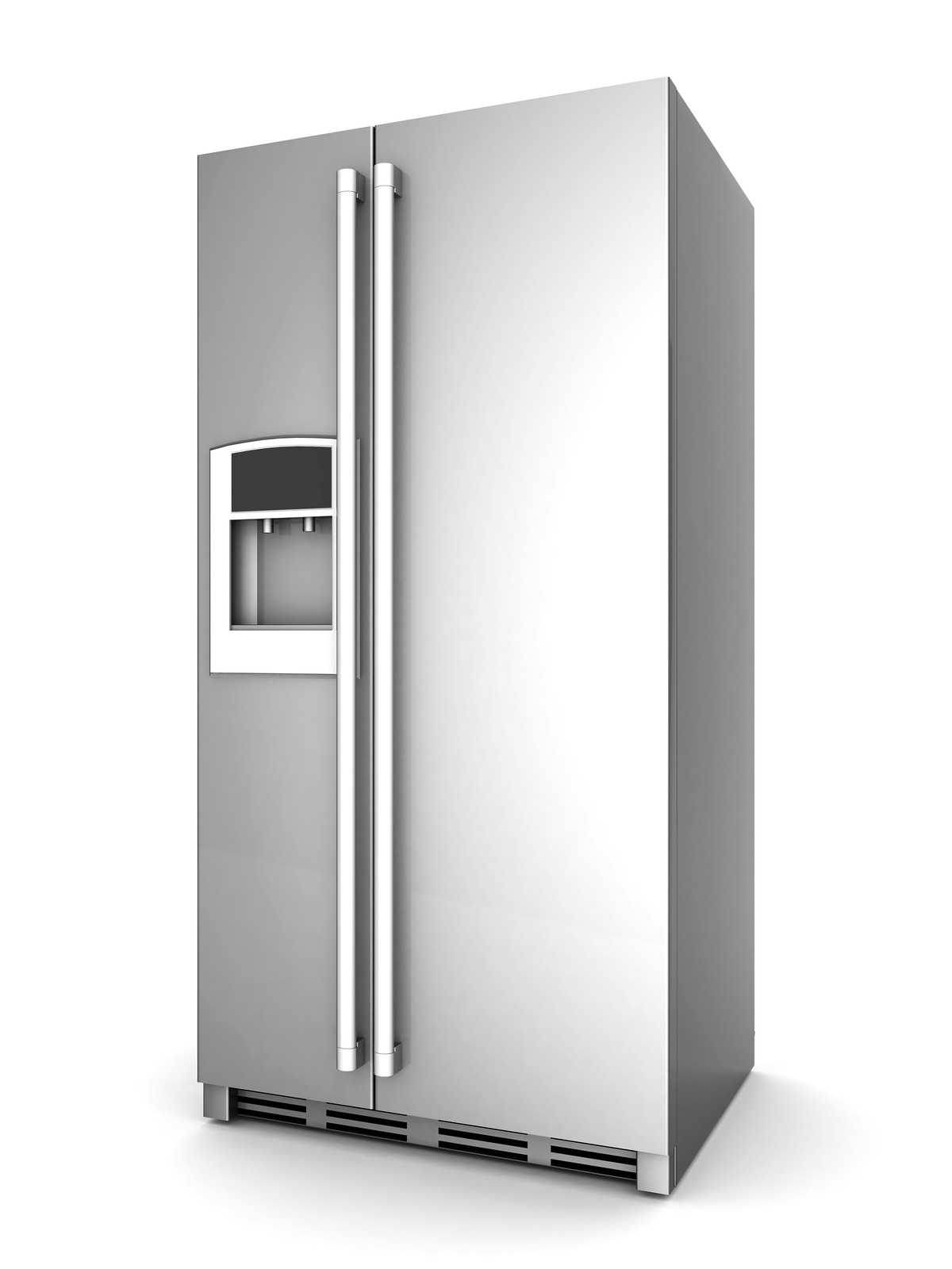 A side-by-side refrigerator with the doors open