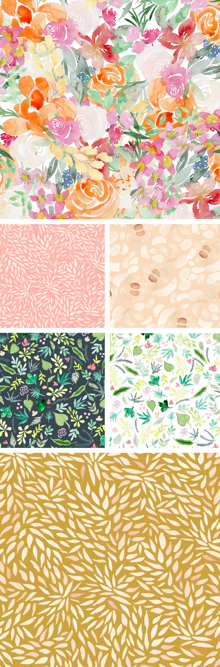 Spoonflower watercolor patterns by One and Only Paper