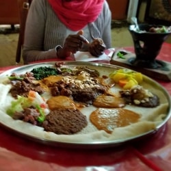 A delicious serving of Ethiopian food!