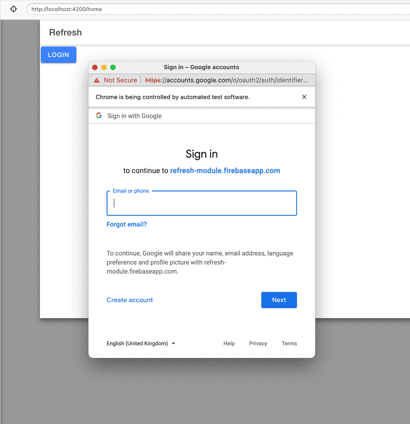 Sign in with popup