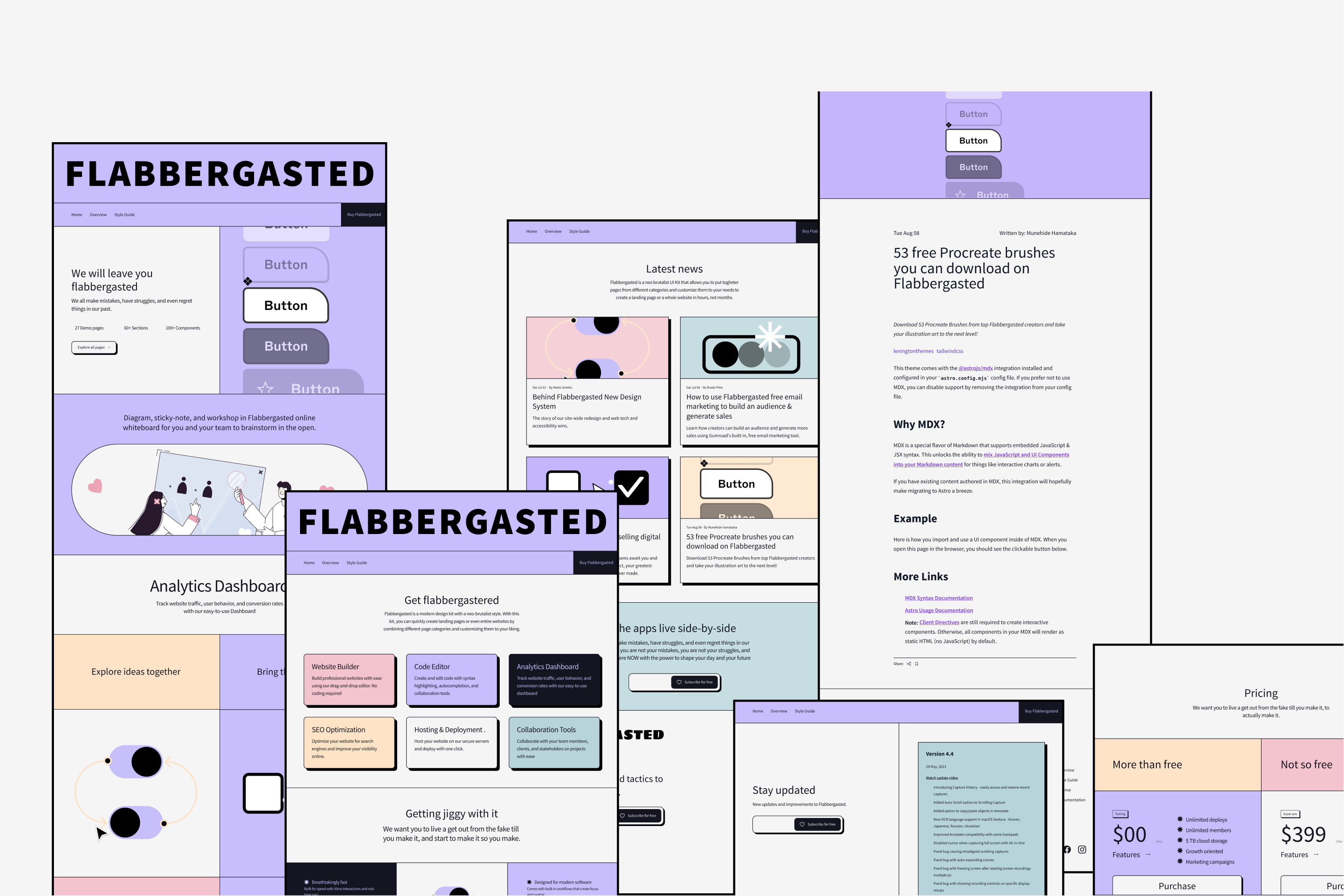 Flabbergasted is a multipage super modern neo brutalist UI KIT.
